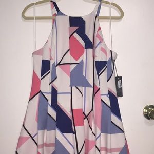 Pink,Blue and White dress
